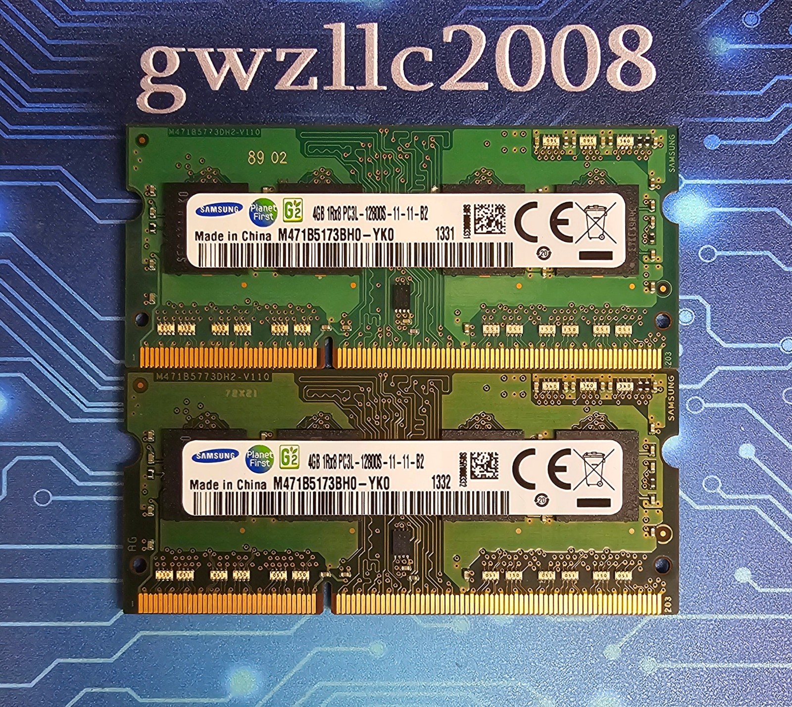 8GB (2x4GB) PC3L-12800s DDR3-1600MHz 1Rx8 Non-ECC Samsung M471B5173BH0-YK0