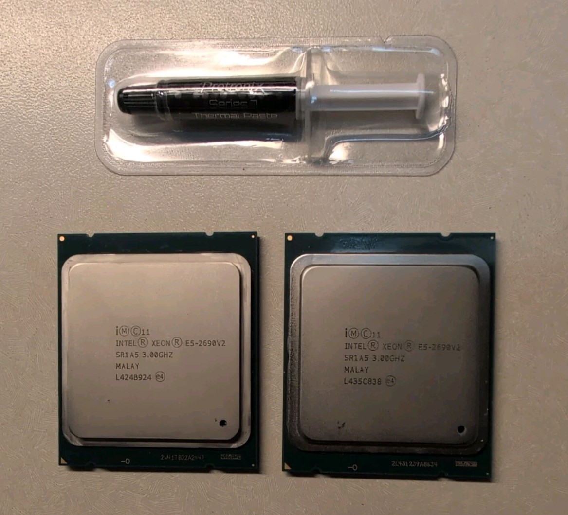 Matched pair Intel Xeon E5-2690 V2 SR1A5 3.00GHz 10-core 25MB LGA2011 Server CPU