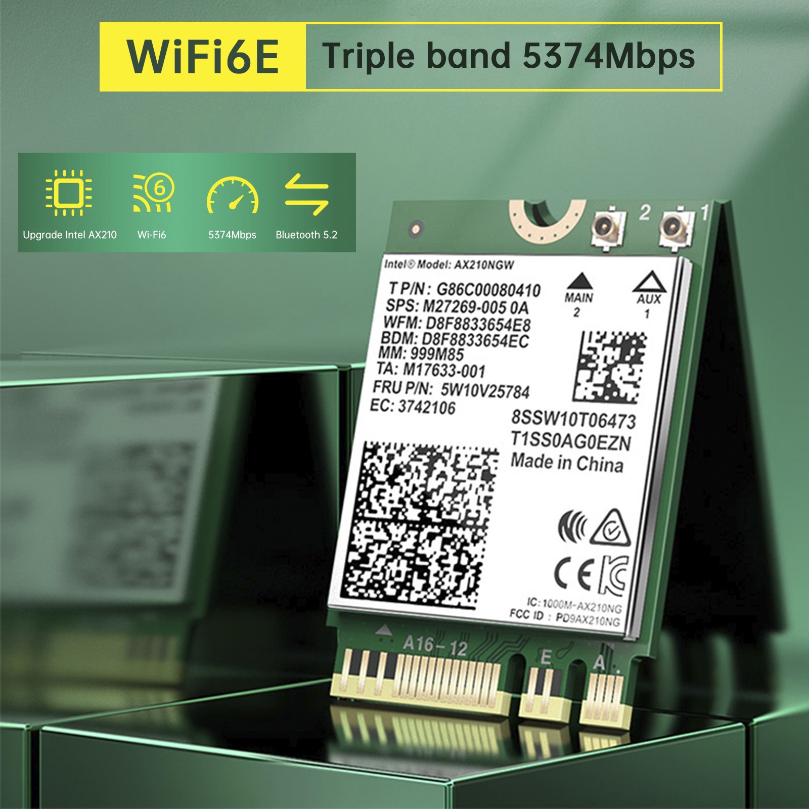 AX210 Module 5374Mbps High-Speed Wireless Gigabit Network Card Supports WIFI6