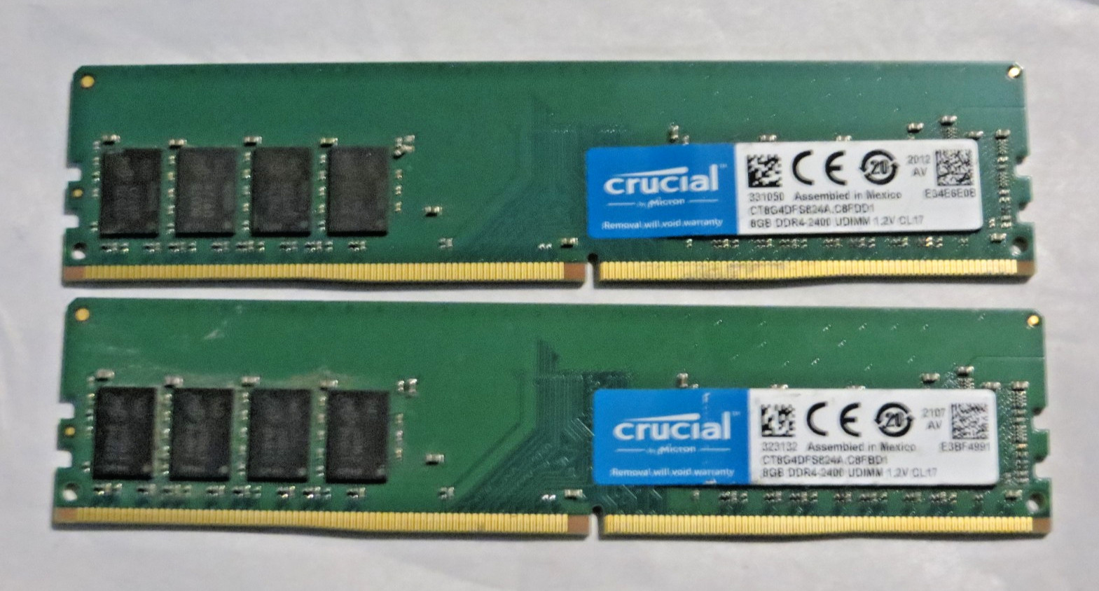 Crucial 16GB 2x8GB DDR4 2400MHz Desktop RAM CT8G4DFS824A Matching Pair Kit