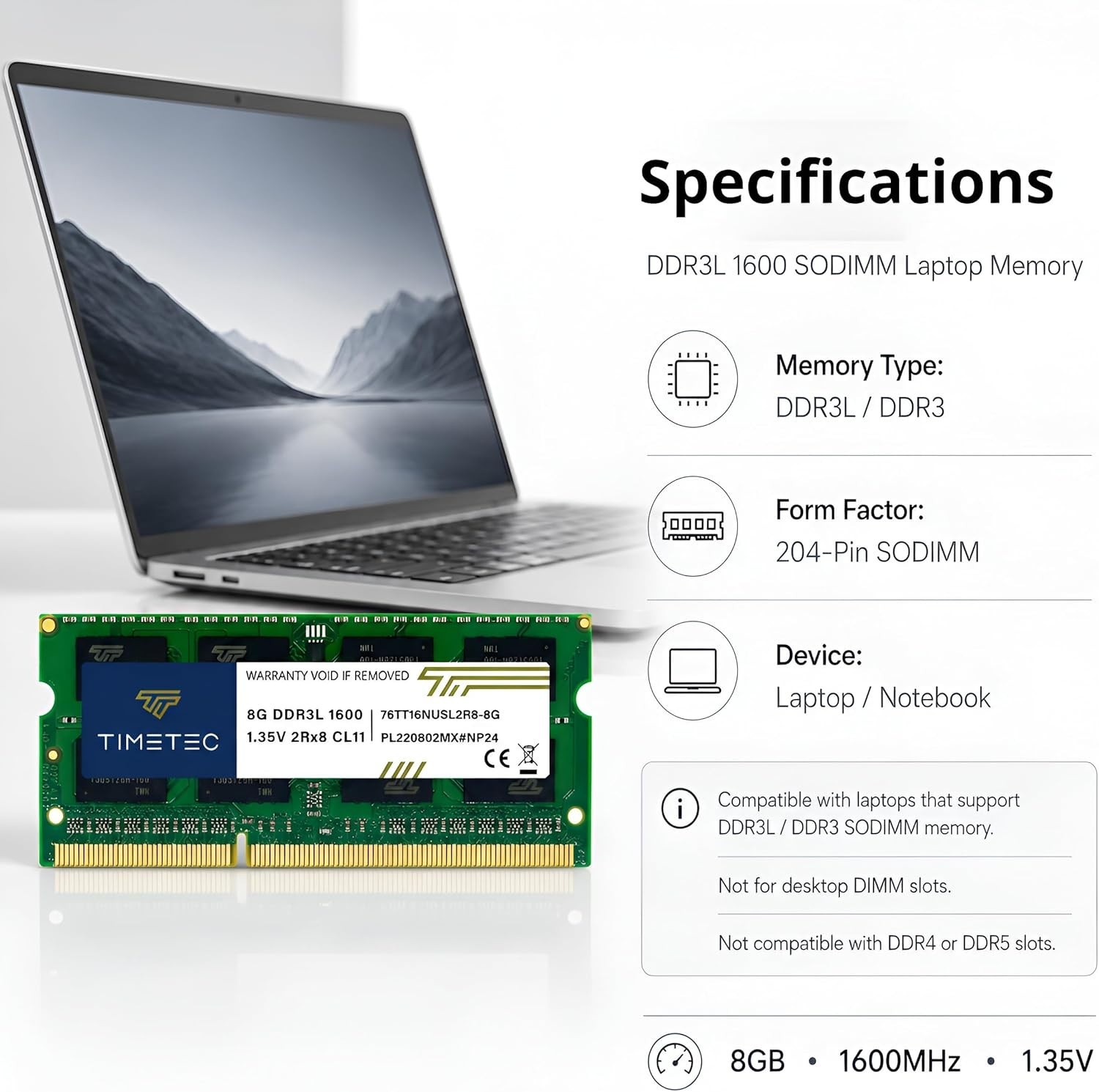 8GB Green PC3L-12800 SODIMM RAM – Reliable 1600MHz Memory Upgrade for Laptops