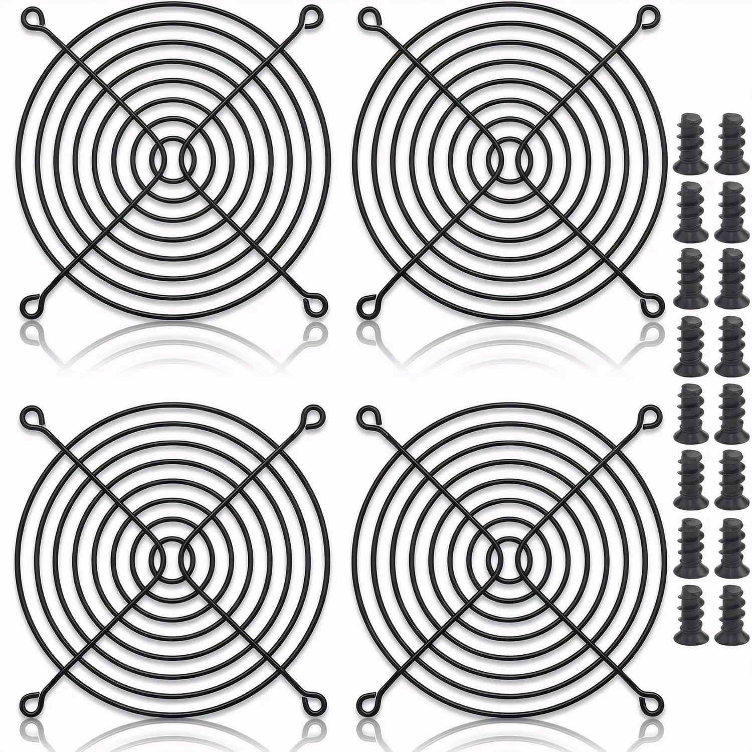 4pcs 120mm Fan Grill Guard Black with Screws