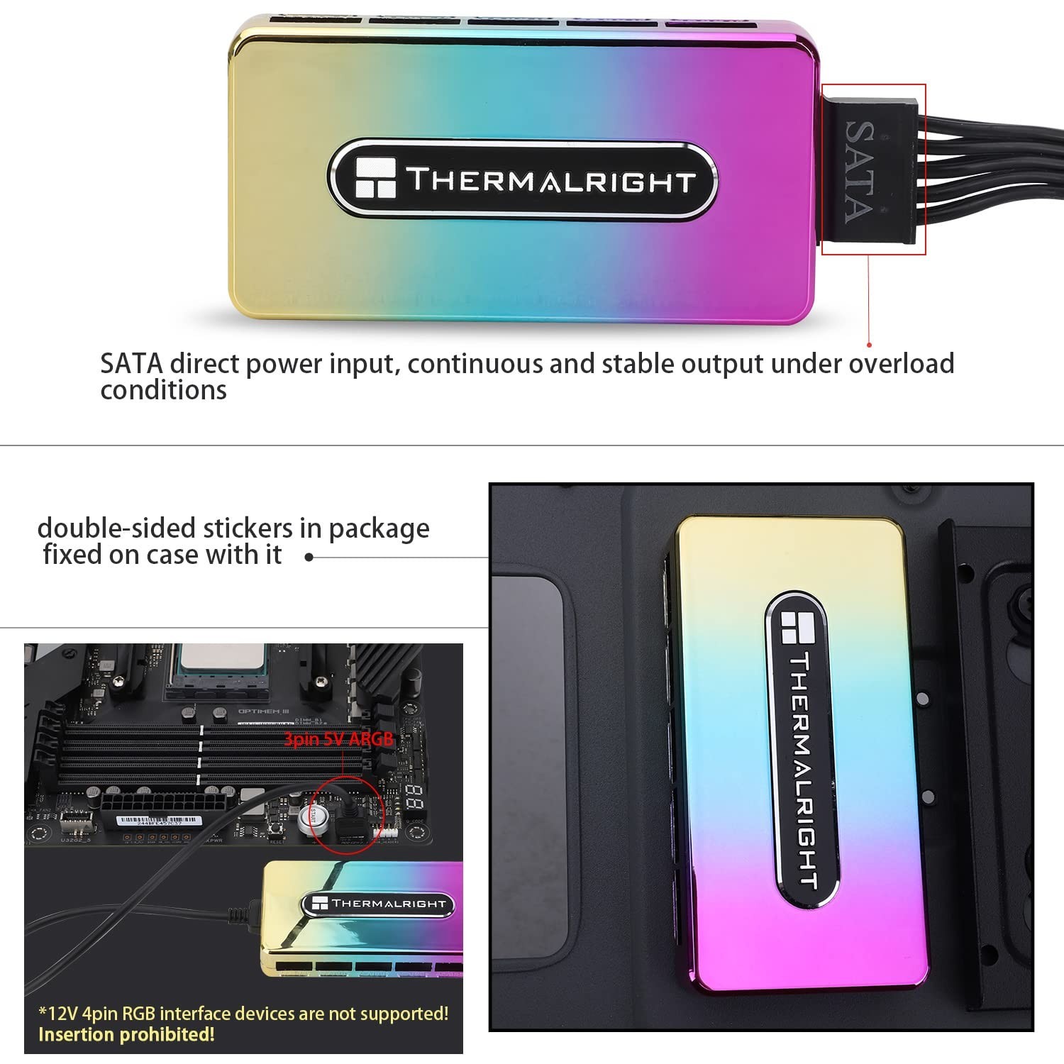 Thermalright Integrated ARGB Fan Hub, 10-Port 3 Pin PC Fan Controller, 5V Fan AR