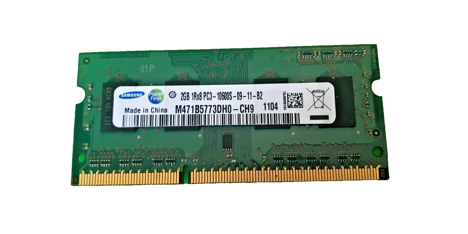 Samsung 2GB PC3-10600S DDR3-1333MHz So-Dimm Laptop Ram M471B5773DH0-CH9