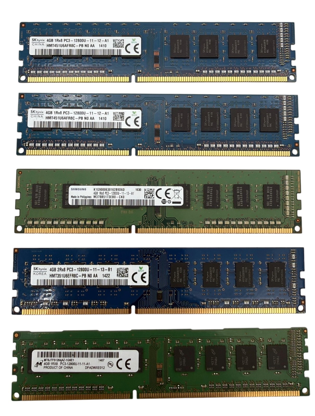 Lot of 50 Major Brand 200GB 50x4GB PC3-12800 DDR3-1600 DIMM Desktop Memory RAM