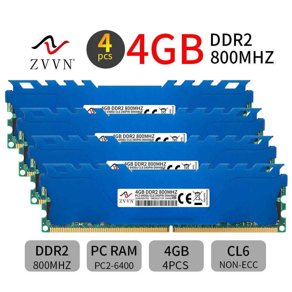 16GB 8GB 4GB DDR2 800MHz PC2-6400U CL6 240Pin intel DIMM Desktop Memory LOT Blue