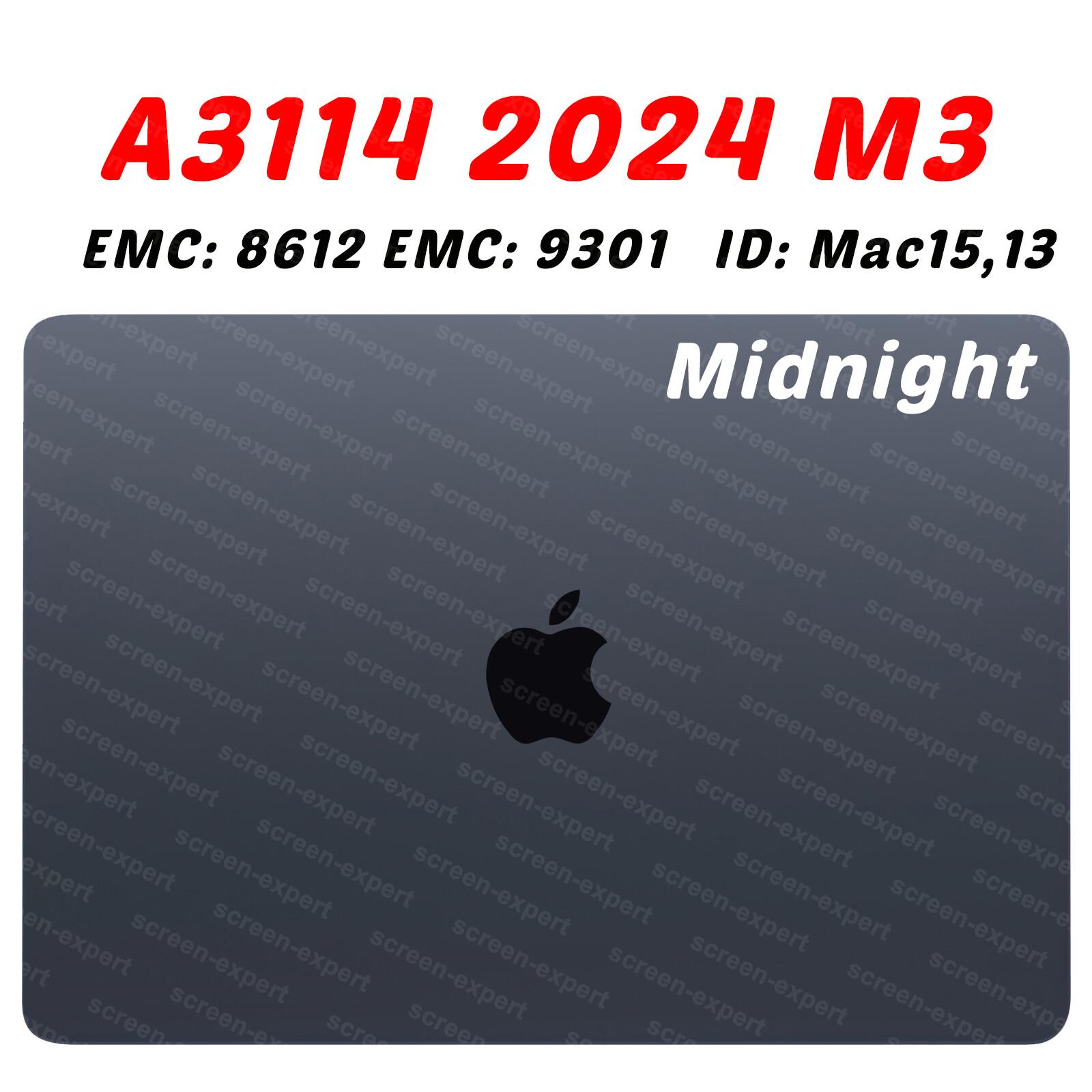 15.3″ for Macbook Air A3114 2024 EMC 8301 LCD Screen Display Assembly (Midnight)