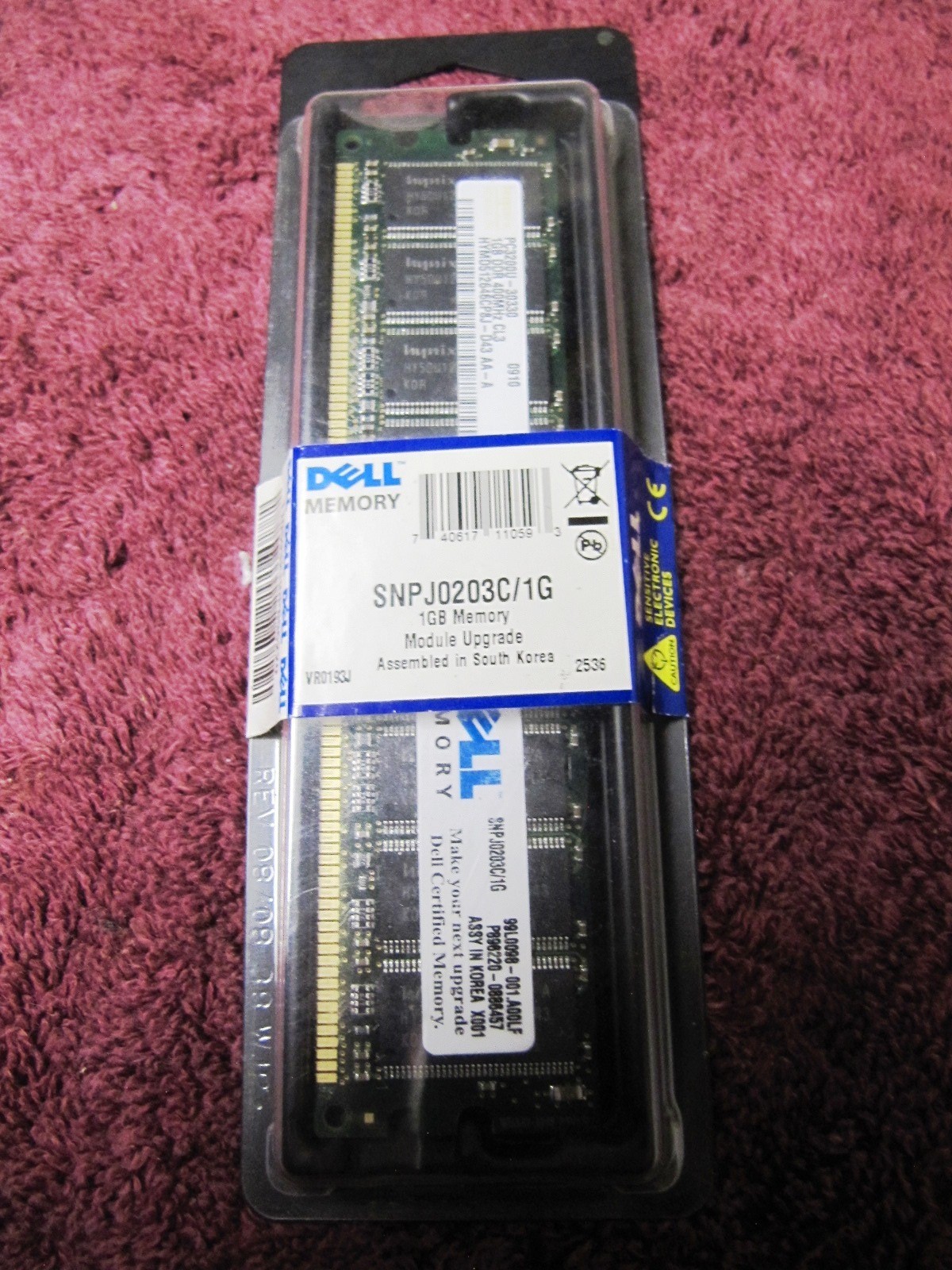Factory Sealed DELL Memory 1GB PC-3200 DDR-400 SNPJ0203C/1G RAM Dimension