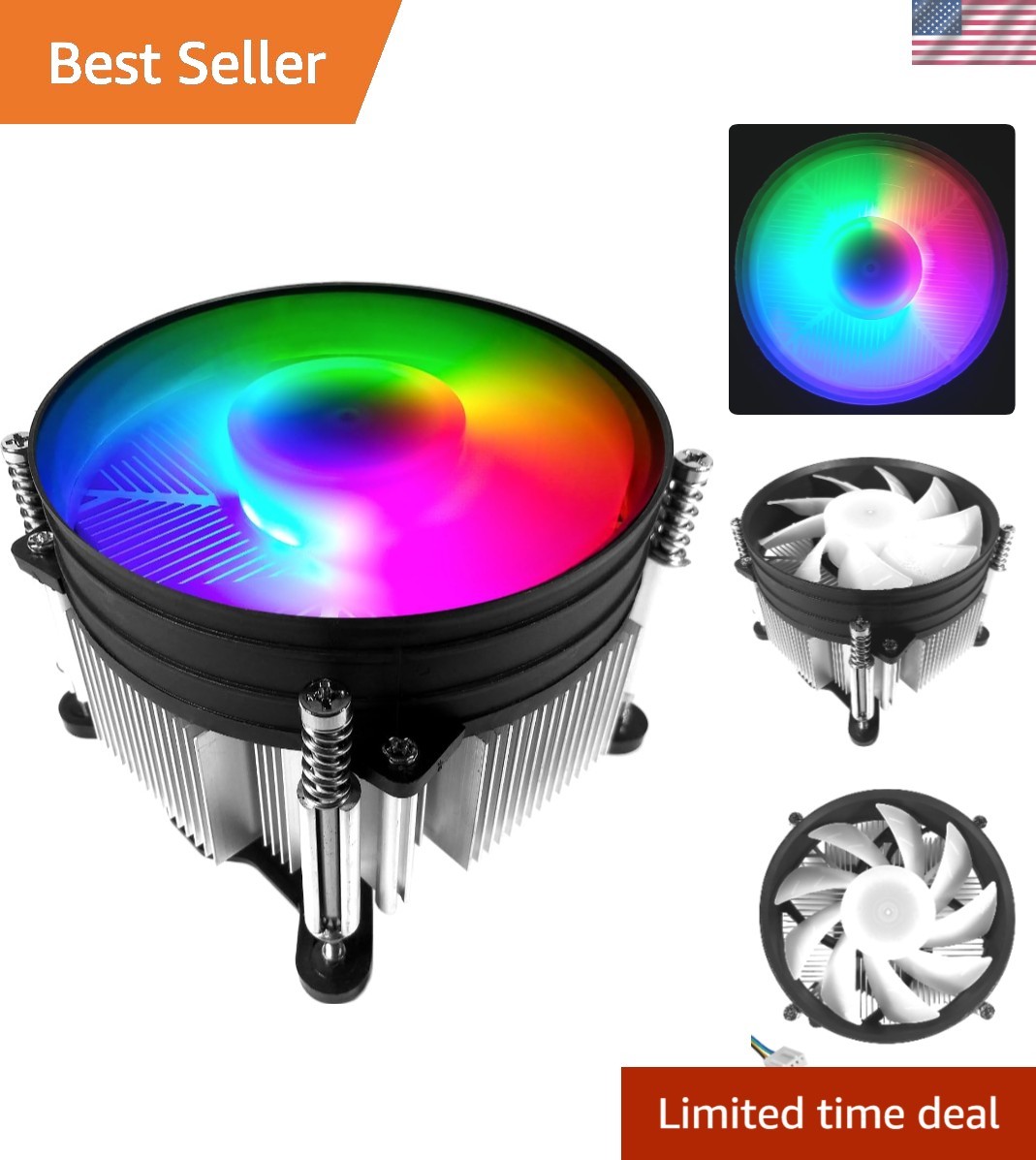 TW-8 95W RGB LED CPU Cooler – Aluminum & Copper Heatsink for Intel i3/i5/i7/i9