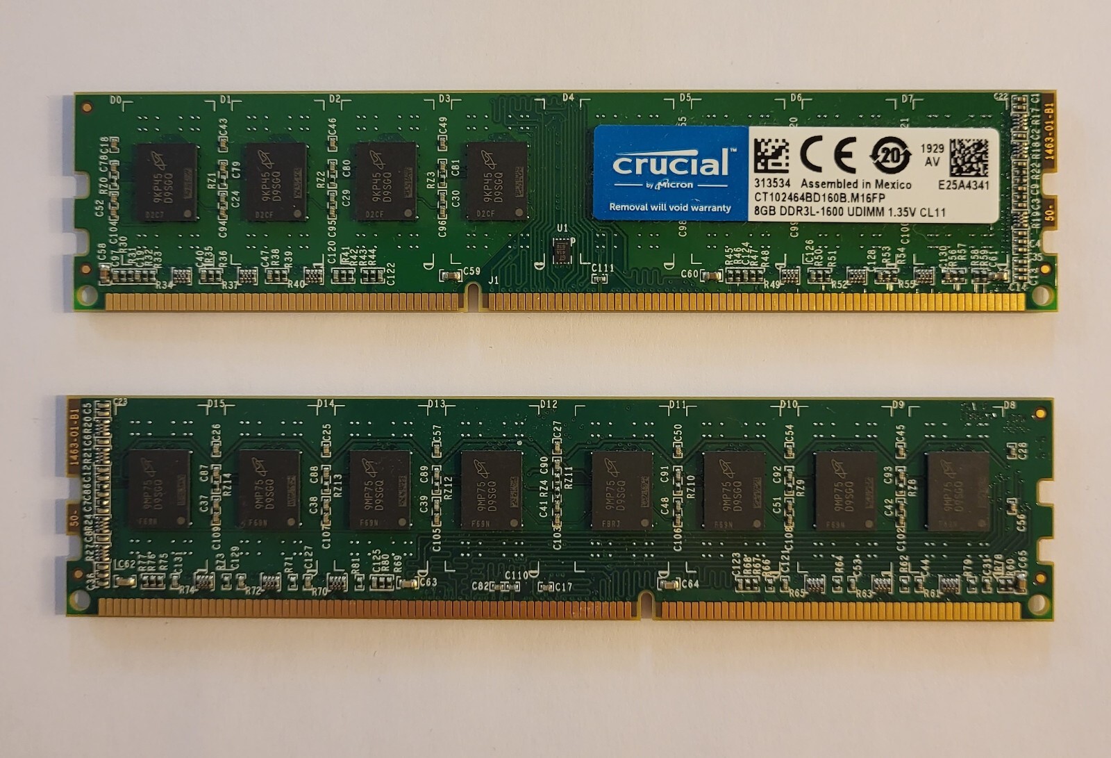 Crucial 8GB (CT102464BD160B.M16FP) 1600Mhz UDIMM DDR3L Memory