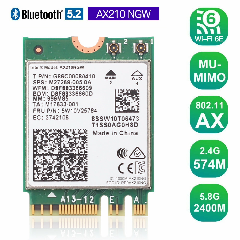 Intel WiFi 6E AX210 Wireless WiFi Card 802.11ax WiFi Bluetooth Card Window 10/11