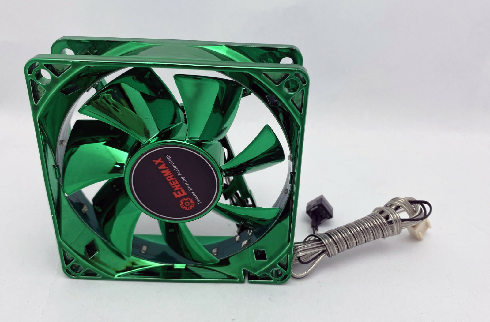 NEW Enermax 80mm x 25mm Green 3pin LED Smart Case Cooling Fan + Thermal Control