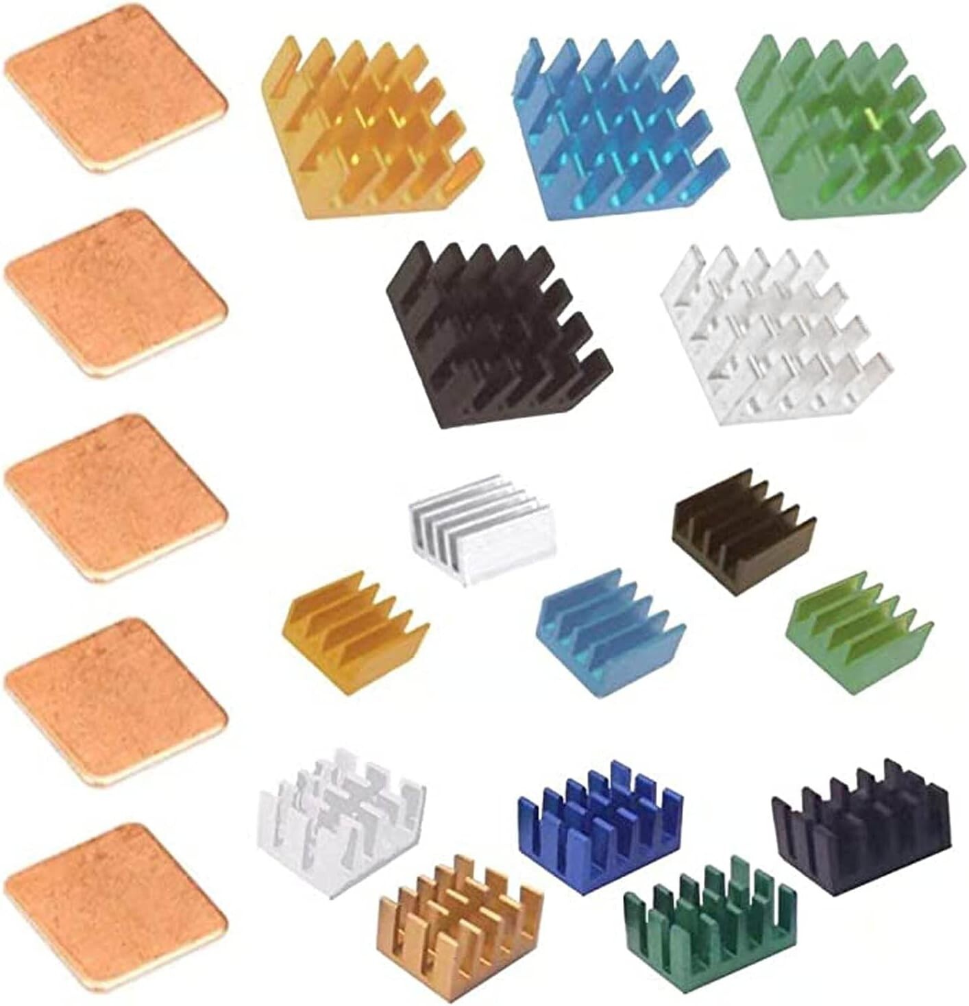 20pcs Raspberry Pi Heatsink Kit – Aluminum & Copper with Thermal Adhesive Tape