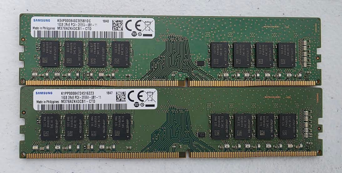 Lot of 2 Samsung M378A2K43CB1-CTD DDR4 PC4-2666V UDIMM Desktop Memory