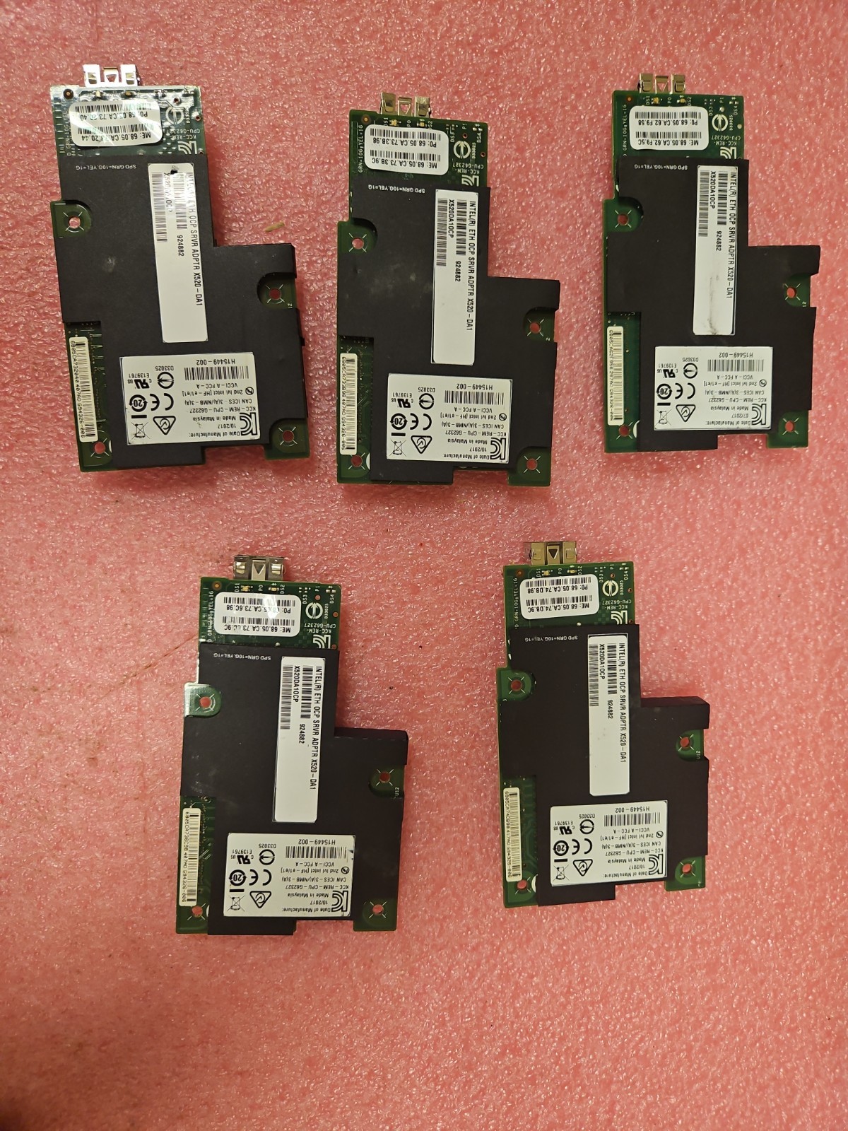 Lot Of 5 Intel X520DA1OCP 10GBps Fiber Internal Network Adapter – Black/Green…