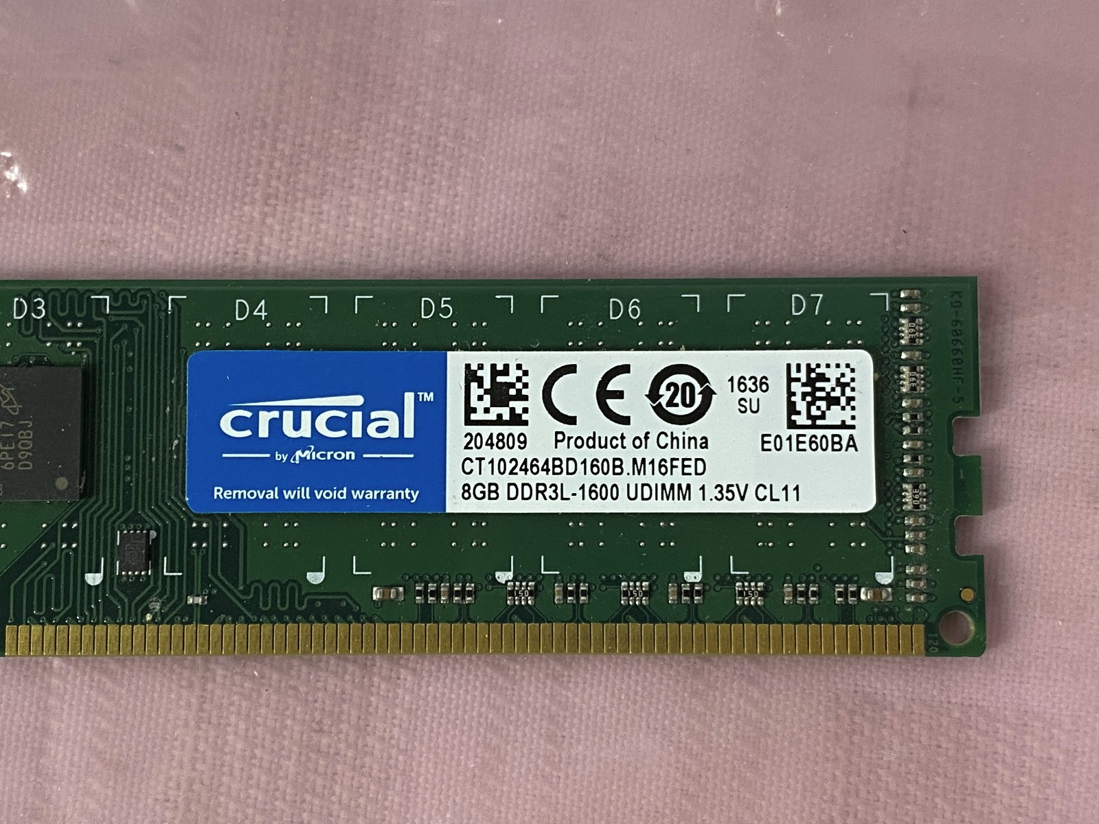 Crucial 8GB (1x8GB) PC3-12800 DDR3L-1600 PC Memory UDIMM CT102464BD160B.M16FED