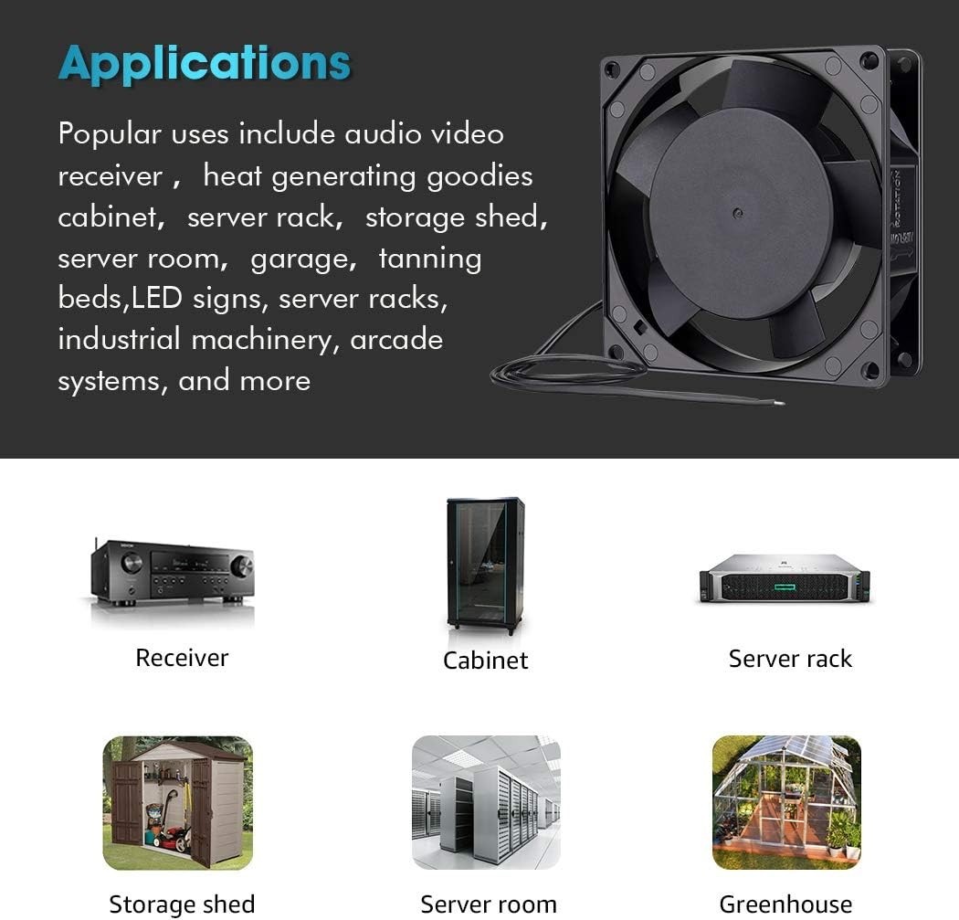 AC Power Axial Fan 110V 120V 92mm 90mm x 25mm Dual Ball Metal for DIY Ventila…