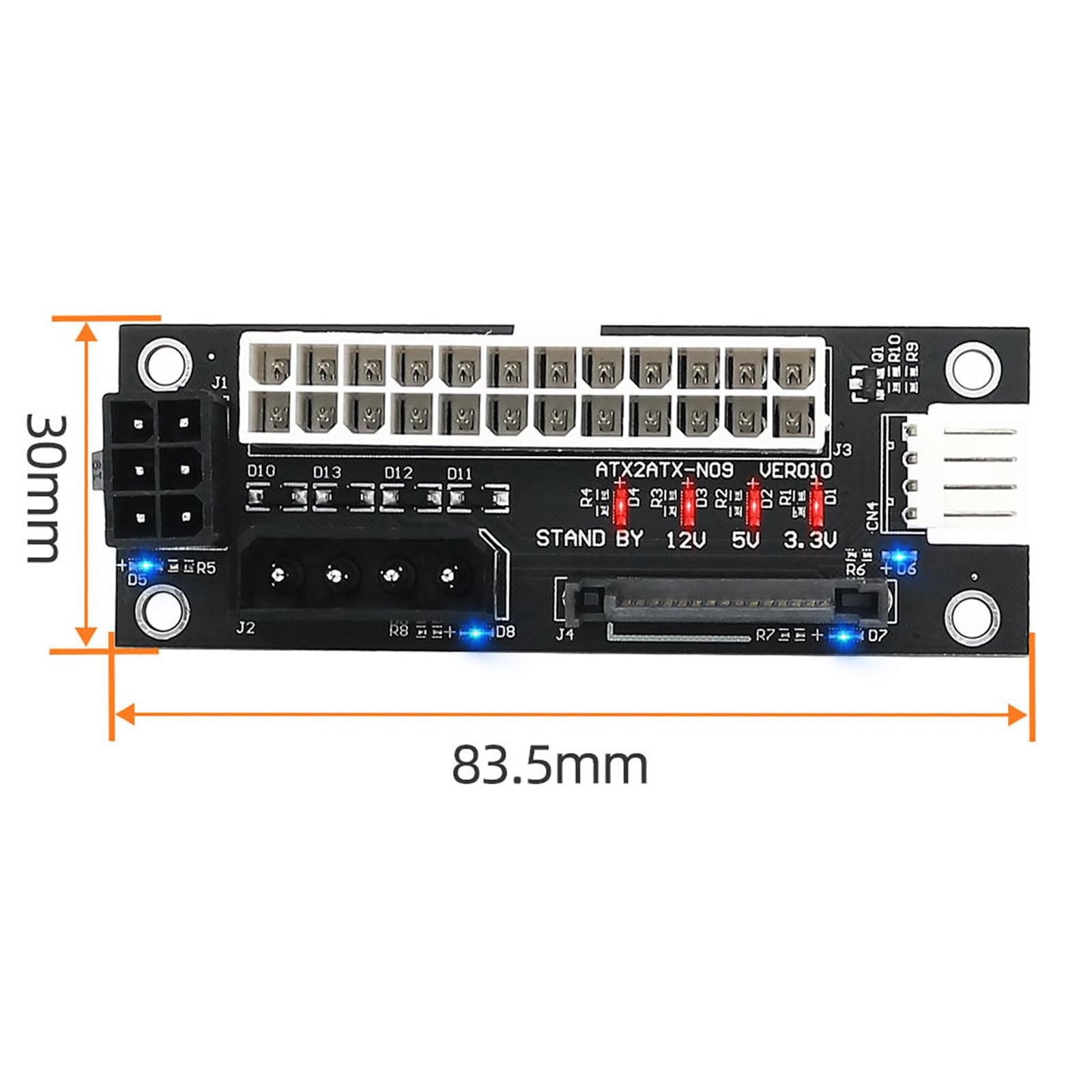 4 in 1 Multiple Power Supply Adapter Sync Start Dual PSU Molex SATA 6/4Pin