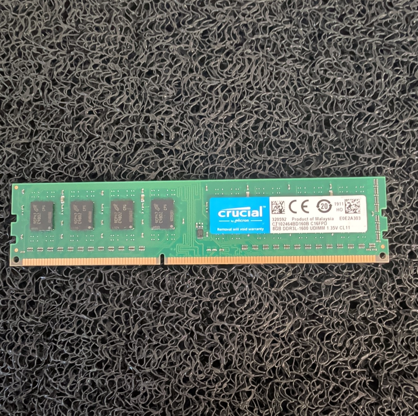 Crucial 8GB DDR3L SDRAM UDIMM PC3-12800 240-Pin RAM 1x8GB CT102464BD160B.C16FPD