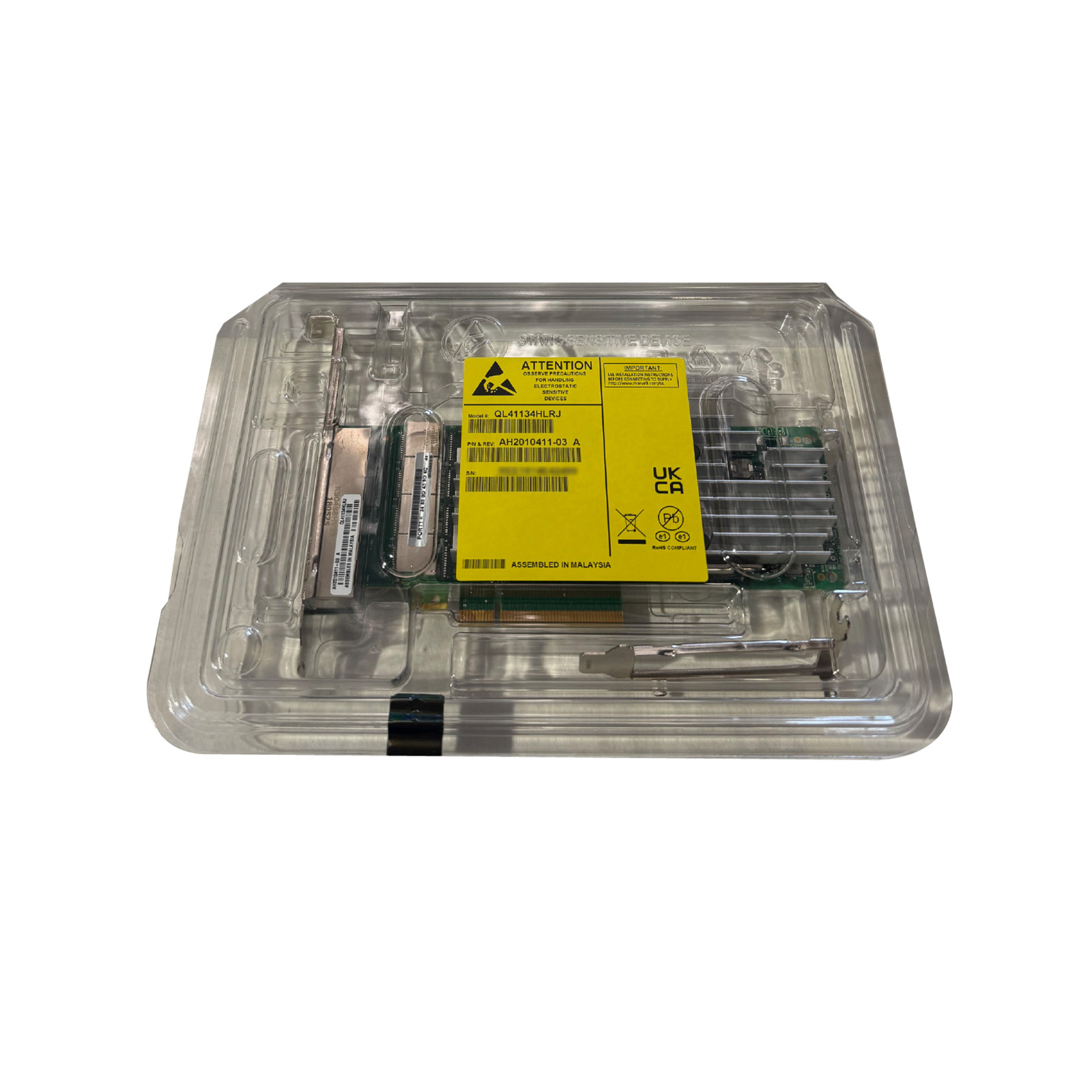 New Marvel Quad Port 10Gbps RJ45 Fastlinq PCIe x8 Ethernet Adapter Both Bracket