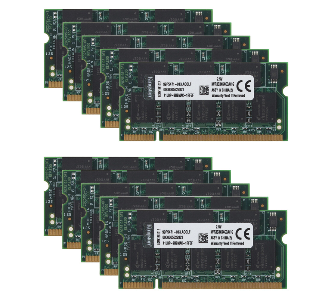 ​10GB (10x 1GB) Kingston RAM PC-2700 2Rx8 Laptop Memory SODIMM Intel DDR 333Mhz