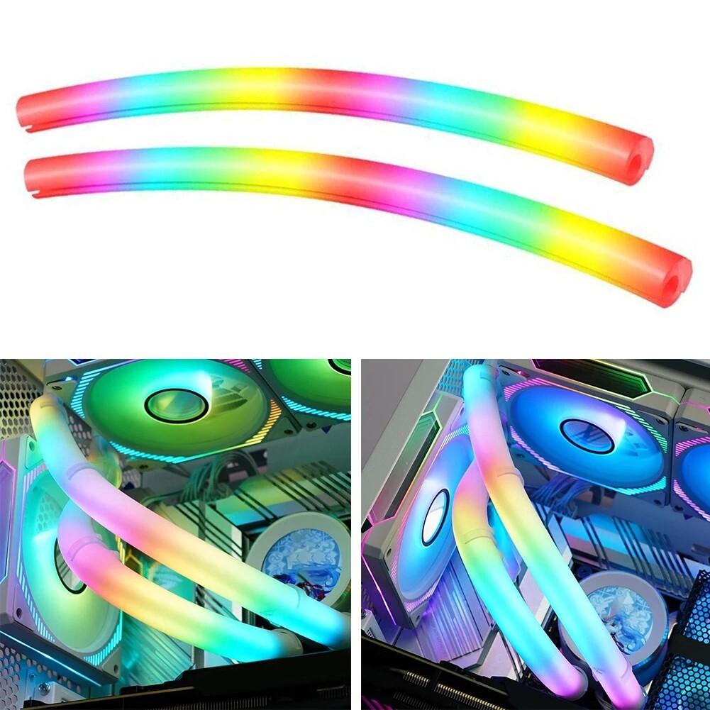 2 PCS 13In LED Tube Sleeve ARGB Soft Tube CPU Liquid Cooler Motherboard Lighting