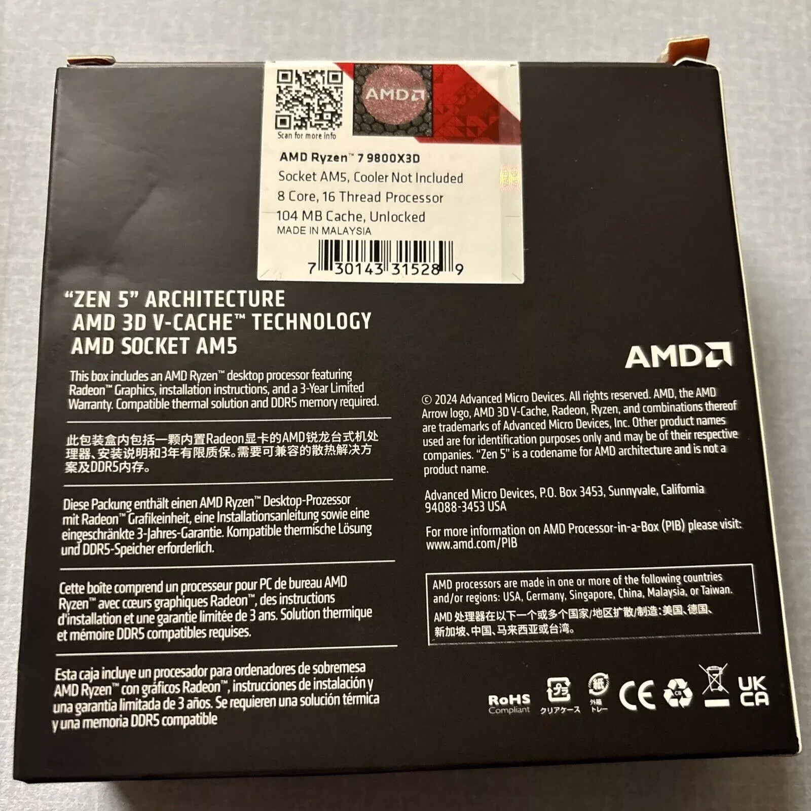 NEW AMD Ryzen 7 9800X3D 8-Core 16-Thread Desktop CPU ✅SHIPS IN 1 DAY FREE✅