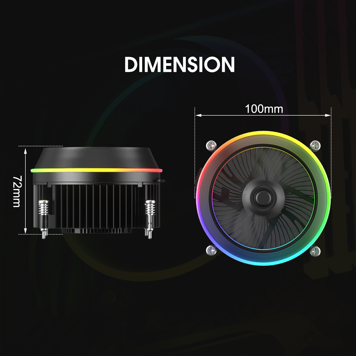 CPU Cooler 90mm Addressable RGB & PWM Fan Aluminum Fins 95W TDP Air for LGA 1200
