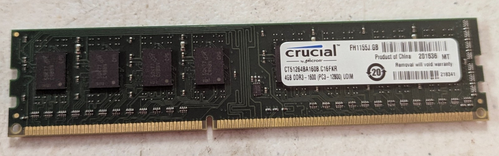 Crucial CT51264BA160B.C16FKR 4GB DDR3-1600 PC3-12800 UDIMM Desktop RAM