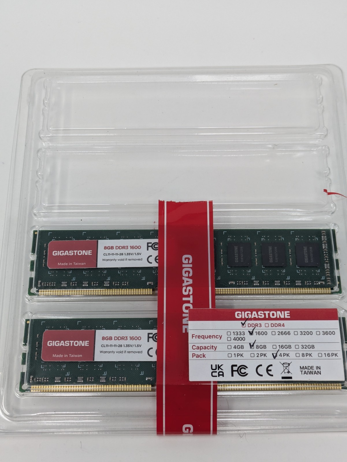 Gigastone DDR3 Desktop RAM 16GB (2x8GB) 1600MHz PC3-12800 CL11 1.5V