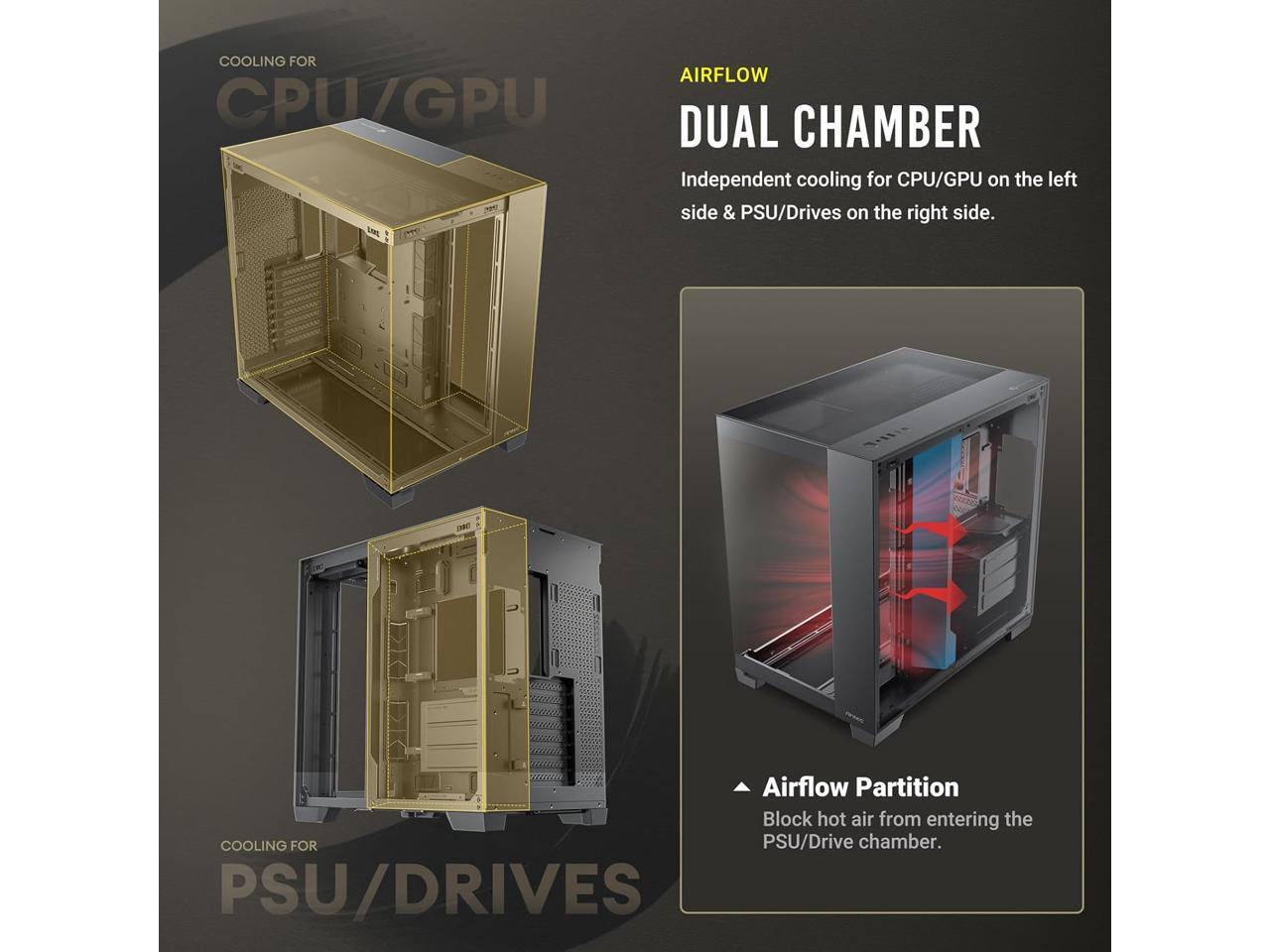 Antec C8, Fans not Included, RTX 40 Compatible, Dual-Chamber, tooless Design, Ty