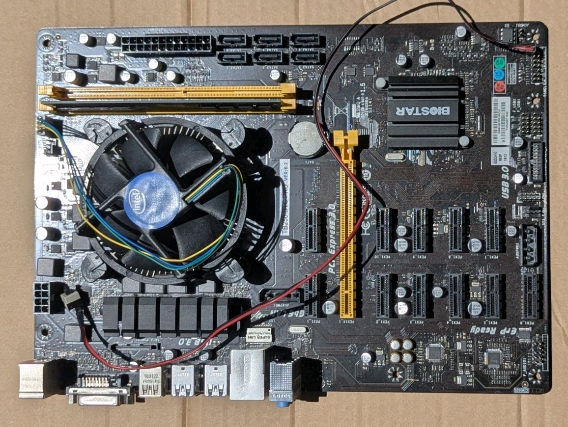 Full Kit MB/CPU/RAM – BIOSTAR TB250-BTC Pro 12 GPU Slot Mining Motherboard