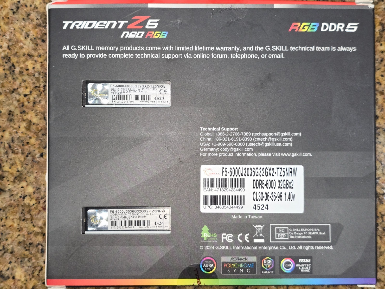 ✔✔ G.SKILL TRIDENT Z5 NEO RGB 64GB (2x32GB) 6000 MT/s *CL30* (AMD EXPO) DDR5