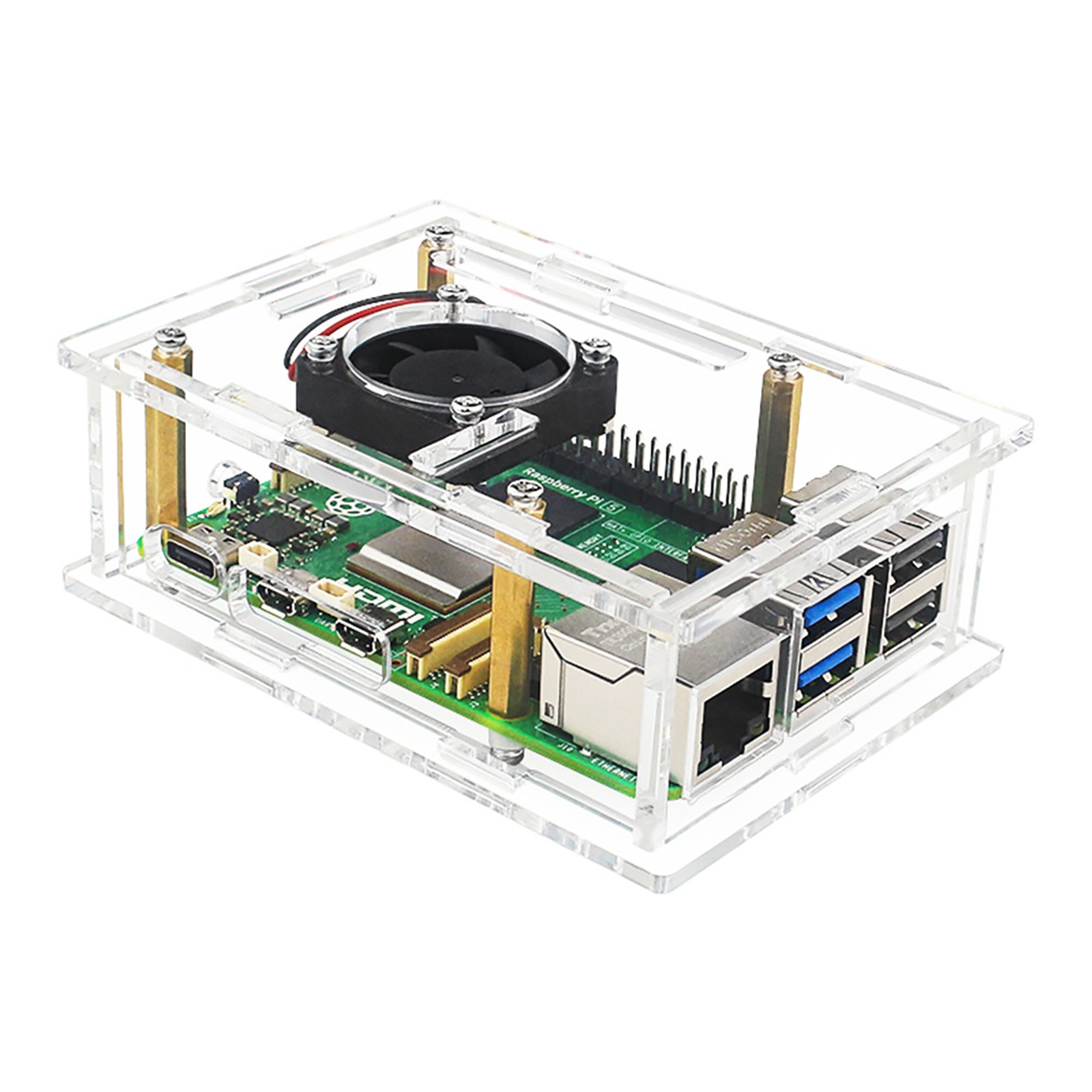 High Quality Acrylic Protective Case With Heat Cooling Fan for Raspberry Pi 5