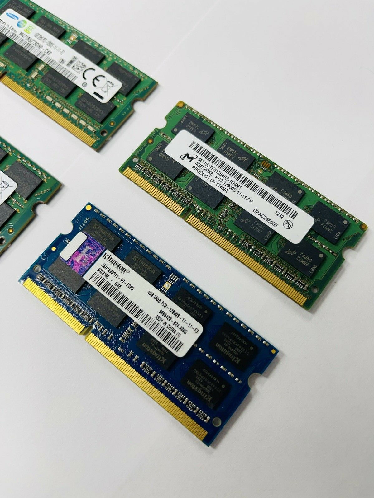 Mixed Lot of 16GB 4x4GB DDR3 2Rx8 PC3-12800s Laptop Memory RAM | Major Brands