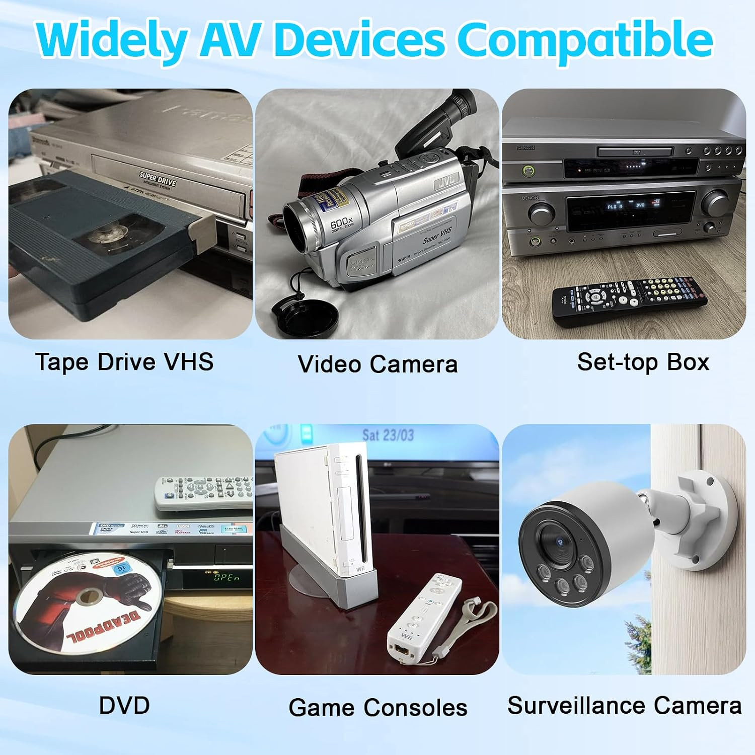 VHS to Digital – RCA to HDMI Converter, USB Video Capture Card for Hi8/VCR/DVD/A