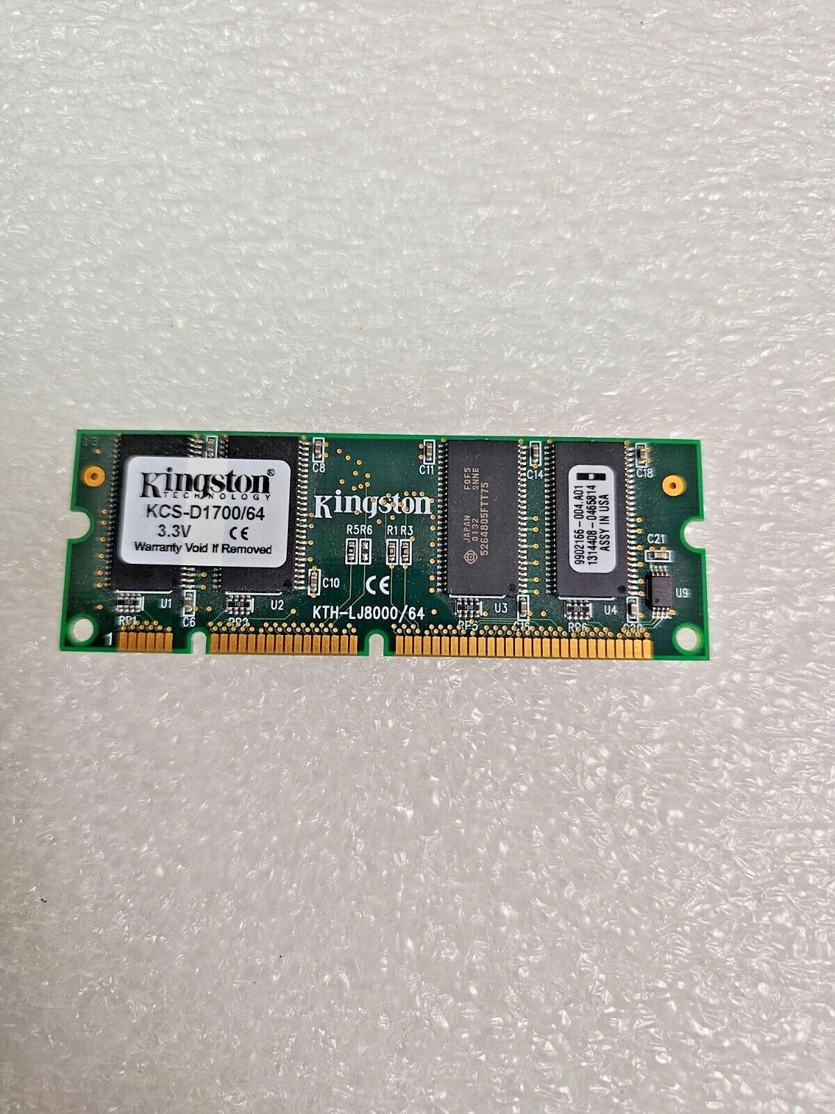 Kingston KCS-D1700/64 64Mb SDRAM 100MHz Non-ECC Unbuffered DIMM CL3 3.3V 100-pin