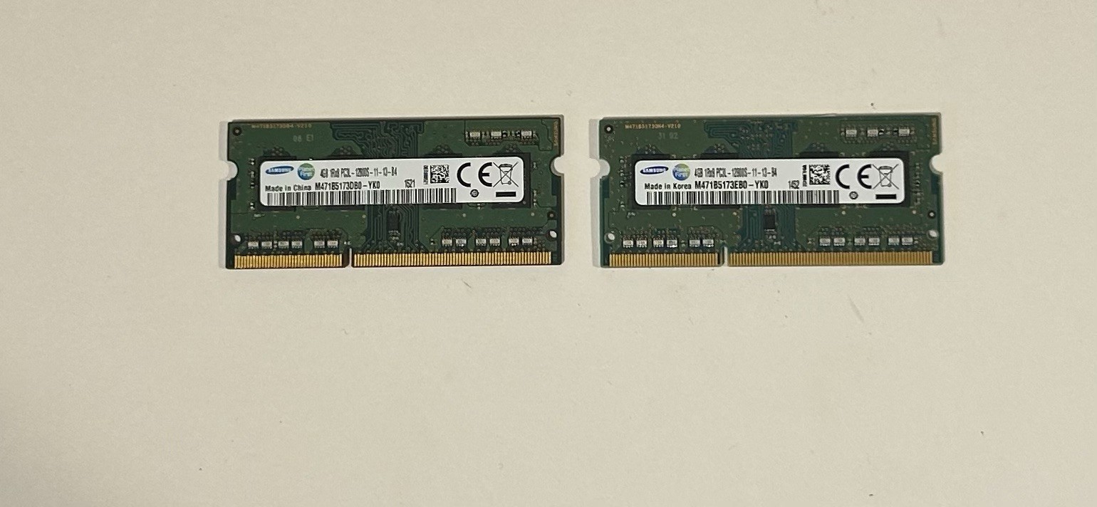 Samsung 8GB Kit 2x4GB DDR3L Laptop RAM PC3L-12800S 1600MHz SO-DIMM Memory