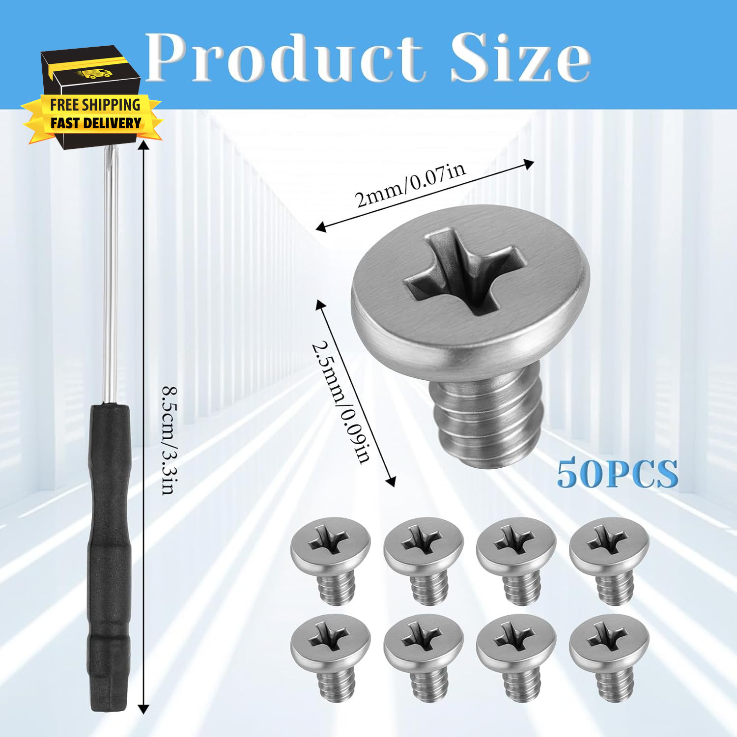 50 PCS M.2 SSD Mounting Screws Kit, Pcie Nvme M2 X 3 MM Replacement Phillips Fla