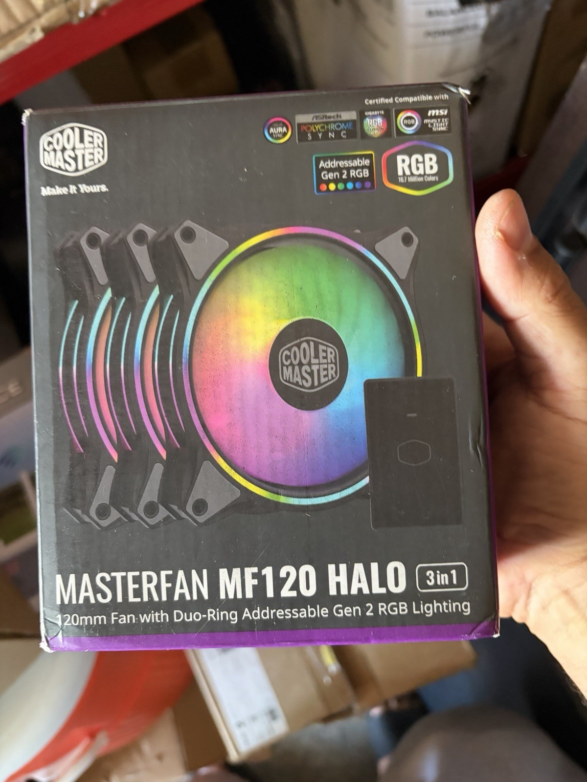 Cooler Master MasterFan MF120 Halo White 3n1Fans, Duo-Ring ARGB Customizable …