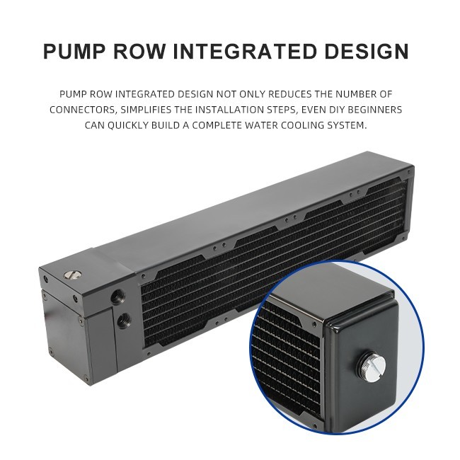 2U Server Water Cooling Copper Radiator Integrated 12V PWM Pump 310mm G1/4