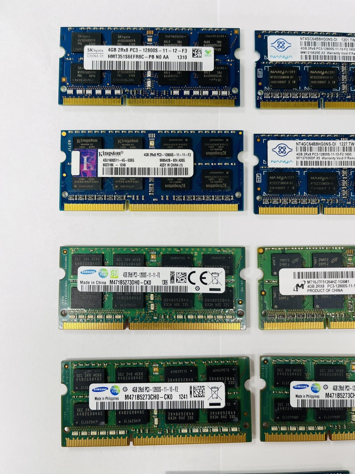 Mixed Lot of 16GB 4x4GB DDR3 2Rx8 PC3-12800s Laptop Memory RAM | Major Brands