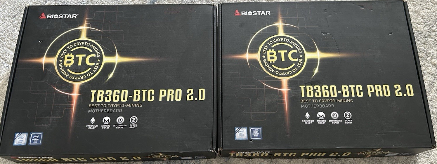 2 x BIOSTAR TB360-BTC PRO 2.0 Crypto Motherboard 2x CPU bundle! Make me an offer