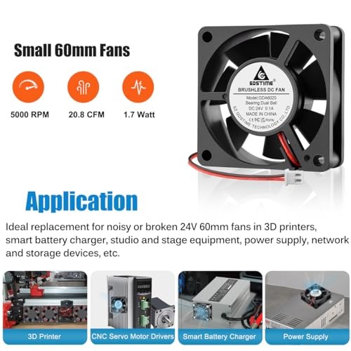 60mm x 20mm 24V DC Computer Case Brushless Cooling Fan 2 Pin Dual 60x60x20mm
