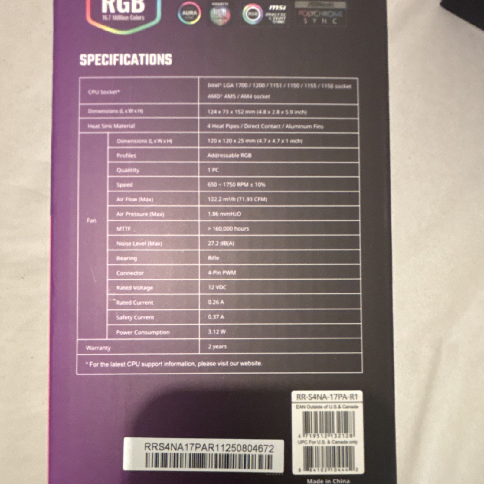 Cooler Master Hyper 212 Spectrum V3 RGB CPU Fan Heatsink LGA 1700