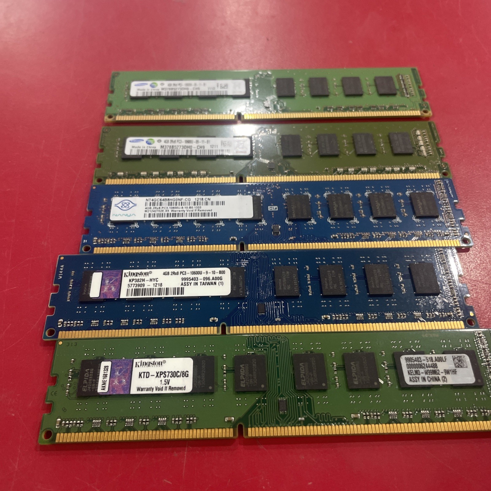 Lot of 5 × 4GB DDR3 PC3-10600U PC3-10600U PC3-10600 Desktop RAM MIX BRANDS