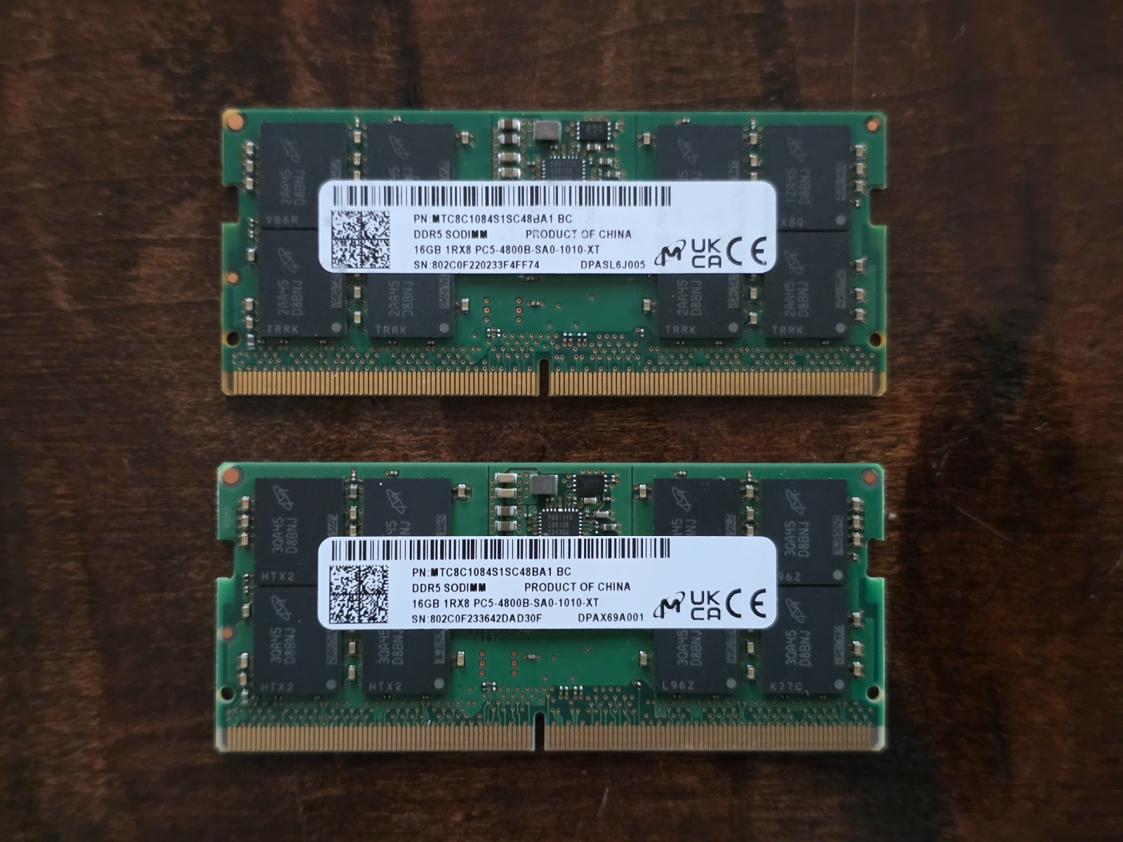 32GB (2x16GB) Micron DDR5 4800Mhz SODIMM (PC5-38400) CL40 Non-ECC