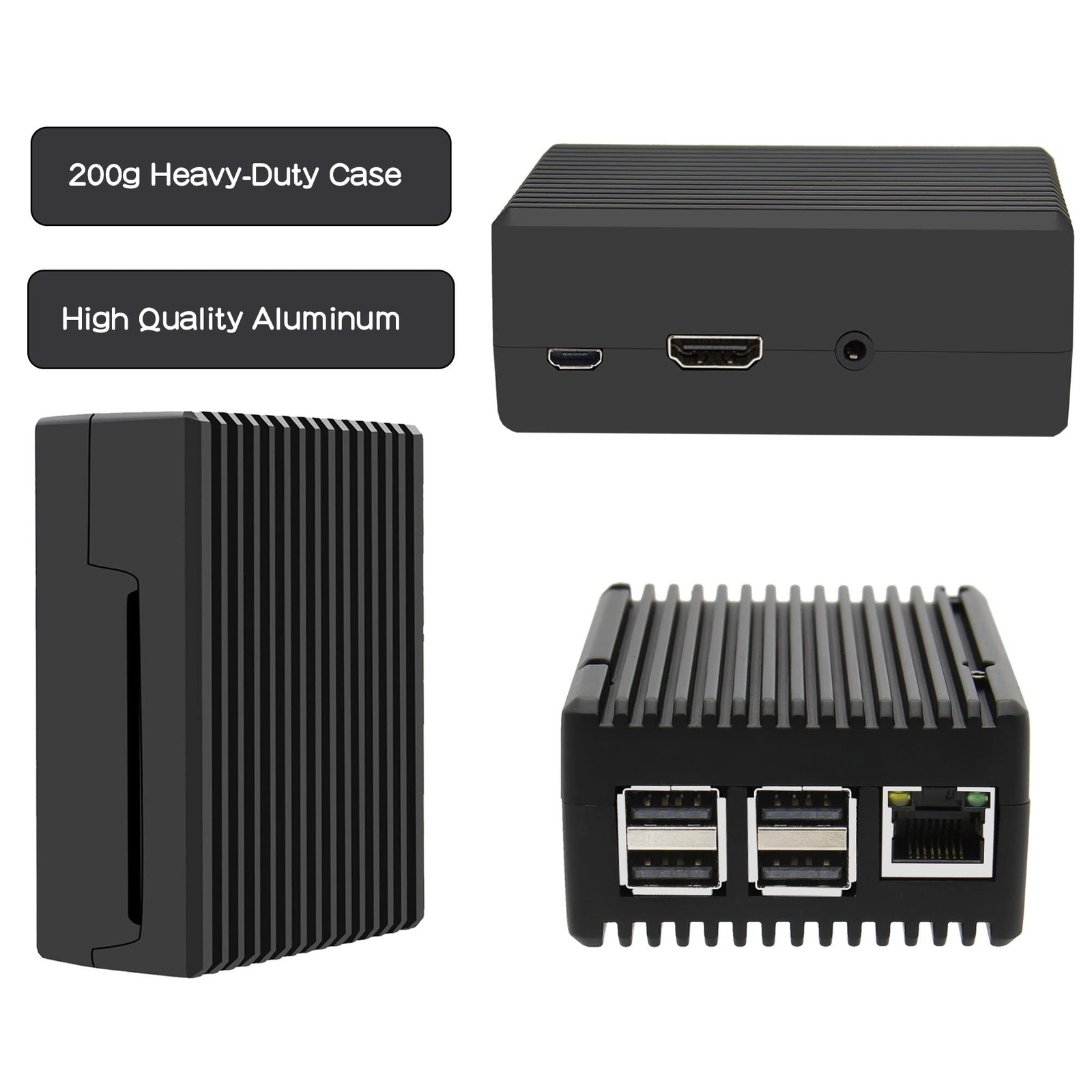 For Raspberry Pi 3 B+ Case, Aluminum Alloy Heavy Duty Passive Cooling Metal Case