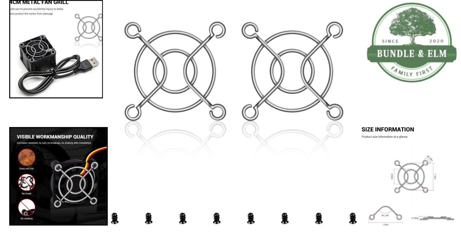 Fan Grill Protector for 40mm Fans, 2 Pack with Screws for Desktop Cooling