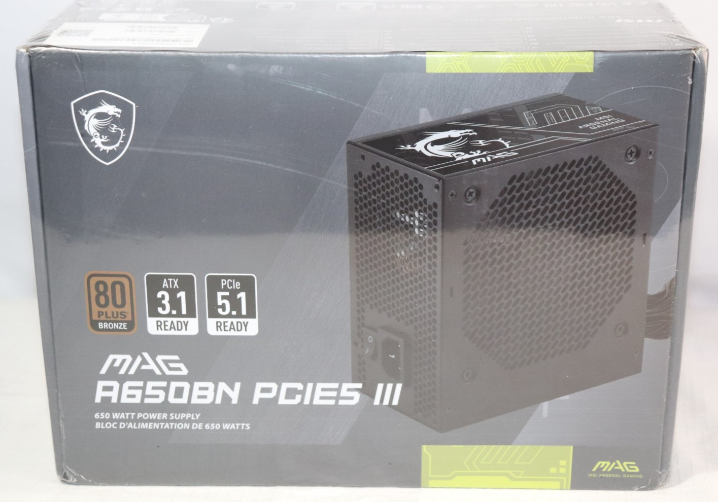 MSI MAG A650BN PCIE5 III 650W 80+ Bronze ATX 3.1 PCIe 5.1 PSU – New